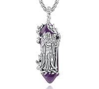 EUDORA Harmony Ball Collana con Tripla Luna e Ametista Della Dea per Donne | Ciondolo in Rame Placcato Argento Raffigurante la Strega Ecate con La Tripla Luna Dea Collana Pagana Amuleto Regalo, 24"