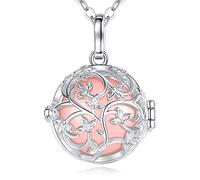 EUDORA Harmony Ball Collana da donna con ciondolo a forma di bola messicana, con ciondolo a forma di albero della vita, con campanellino musicale, regalo per mamma e figlia, catena da 114,3 cm +, 18