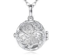 EUDORA Harmony Ball Collana da donna con ciondolo chiama angeli in gravidanza con ciondolo a forma di albero della vita, campanella dei desideri, regalo per madri e ragazze, catena da 114,3 cm + 76,2