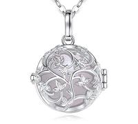 EUDORA Harmony Ball Collana da donna con ciondolo chiama angeli in gravidanza con ciondolo a forma di albero della vita, campanella dei desideri, regalo per madri e ragazze, catena da 114,3 cm + 76,2