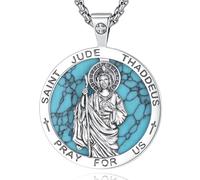 EUDORA Harmony Ball Collana in Argento Sterling 925 con Ciondolo a Forma di Croce per Donna e Uomo, Medaglia Dell'Arcangelo Michele San Cristoforo Vergine Maria Regalo, 24 Inch