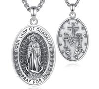 EUDORA Harmony Ball Collana in Argento Sterling 925 con Ciondolo a Forma di Croce per Donna e Uomo, Medaglia Dell'Arcangelo Michele San Cristoforo Vergine Maria Regalo, 24 Inch