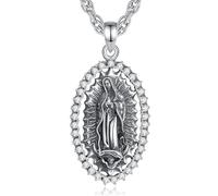 EUDORA Harmony Ball Collana in argento Sterling 925 con croce di Caravaca di San Cristoforo, San Benedetto, San Giuseppe, Santa Maria e Arcangelo, medaglia, per uomo e donna