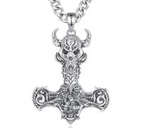 EUDORA Harmony Ball Collana in Argento Sterling 925 con Martello Vichingo di Thor per Uomo Donna, Ciondolo Nordico Mjolnir Valknut Odino Mitologia Protezione Gioielli Regalo per Marito Papà, 22+2"