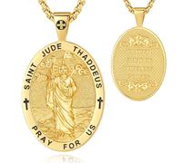 EUDORA Harmony Ball Collana in Argento Sterling 925 con San Giuda Tadeo per Uomo Donna, Ciondolo in Oro 18K con San Giuda Taddeo, Medaglia San Giuda Amuleto Protezione Regalo Gioielli, 24"