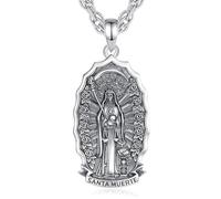 EUDORA Harmony Ball Collana in argento Sterling 925 La Santa Muerte per uomo e donna, con ciondolo a forma di teschio e falciatrice, gioiello originale, regalo, 61 cm