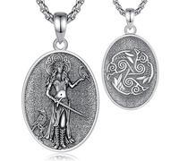 EUDORA Harmony Ball Collana in argento Sterling Celtico della Dea Morrigan da donna, collana vintage Trinity Raven ciondolo dea della luna nera tessitore del destino gioielli ossidati regalo, 22"