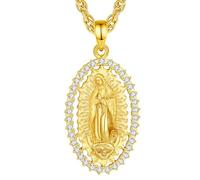 EUDORA Harmony Ball Collana in Argento Sterling Placcato Oro 18K Della Virgen de Guadalupe Vergine Maria Collana per Donne, Medaglia Miracolosa Madonna di Guadalupe Ciondolo Gioielli Madre Maria, 22'