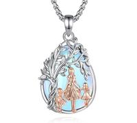 EUDORA Harmony Ball Collana Mamma con Pietra di Luna per Donna, Collana con Ciondolo Albero della Vita per Madre e due Figlie Gioiello Regalo per la Festa della Mamma Adatto Anche, 20"+2"