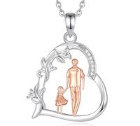 EUDORA Harmony Ball Collana per Padre e Figlia da Donna, Cuore in Argento Sterling 925 con Ciondolo per Papà con Figlia, Regalo per la Festa della Mamma da parte della Figlia Mamma, 18"
