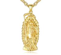 EUDORA Harmony Ball Collana Santa Muerte in Argento Sterling Placcato oro 18 Carati per Uomo e Donna, Ciondolo Vintage Santa Muerte con Amuleto Teschio Grim Reaper Gioielli Regali Originali, 22"+2"