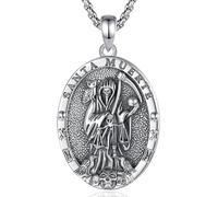 EUDORA Harmony Ball Collana Santa Muerte, medaglia per uomo e donna, in argento Sterling S925, medaglione di morte, collana con ciondolo per la religione, regalo per uomo e donna, 22 "+2"