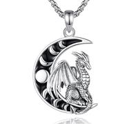 EUDORA Harmony Ball Collana vichinga, in argento Sterling 925, per uomo e donna, gioiello nordico, drago fenice luna, 61 cm, 61 cm, Argento sterling, Senza Gemme