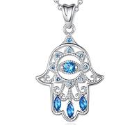 EUDORA Harmony Ball Collana Wiccan in Argento Sterling 925 per Donne Uomini, Mano di Fatima Nodo delle Streghe Tripla Dea della Luna Malocchio Horus of Eye Gioielli Regalo per Figlie Sorelle, 18"/22"