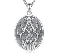 EUDORA Harmony Ball Collana Wiccan in Argento Sterling 925 per Donne Uomini, Mano di Fatima Nodo delle Streghe Tripla Dea della Luna Malocchio Horus of Eye Gioielli Regalo per Figlie Sorelle, 18"/22"