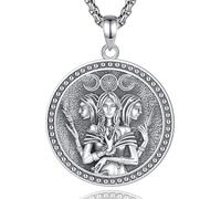 EUDORA Harmony Ball Collana Wiccan in Argento Sterling 925 per Donne Uomini, Mano di Fatima Nodo delle Streghe Tripla Dea della Luna Malocchio Horus of Eye Gioielli Regalo per Figlie Sorelle, 18"/22"