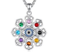 EUDORA Harmony Ball Collana Wiccan in Argento Sterling 925 per Donne Uomini, Mano di Fatima Nodo delle Streghe Tripla Dea della Luna Malocchio Horus of Eye Gioielli Regalo per Figlie Sorelle, 18"/22"