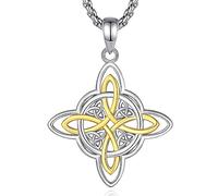 EUDORA Harmony Ball Collana Wiccan in Argento Sterling 925 per Donne Uomini, Mano di Fatima Nodo delle Streghe Tripla Dea della Luna Malocchio Horus of Eye Gioielli Regalo per Figlie Sorelle, 18"/22"
