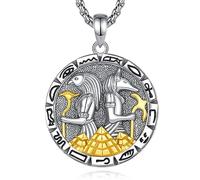 EUDORA Harmony Ball Collier Anubis et Hoeus in Argento Sterling 925 per Femme et Homme, Pendentif Pyramide Anpu Heru égyptien Antique Dieu des Morts Cadeau de Bijoux de Protection, 20 + 2 pouces