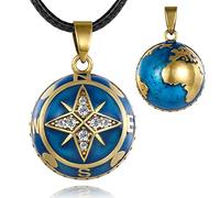 EUDORA Harmony Ball Mappa Gravidanza Collana per Donne, Bussola Messicana Bola Chime Angel Caller Medaglione Campana Ciondolo Gioielli Regalo per la Festa della Mamma per la Nuova Mamma, 30" + 45"