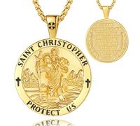 EUDORA Harmony Ball Medaglia di San Cristoforo Collana di San Cristoforo per Donna Uomo Argento Sterling 925 Placcato in Oro 18K, Ciondolo da Uomo di San Cristoforo Regalo di Gioielli Religiosi, 24"