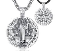 EUDORA Harmony Ball Medaglie di San Benedetto per Donna Uomo Argento Sterling S925, Collane di San Benedetto Ciondolo di San Benedetto per Protezione Regali di Gioielli Cattolici Cristiani, 24"+20"