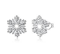 EUDORA Harmony Ball Orecchini a Bottone con Fiocco di Neve in Argento Sterling da Donna, Regalo di Gioielli per Orecchie Ipoallergenici e Delicati