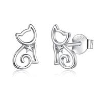 EUDORA Harmony Ball Orecchini a Lobo con Gatto in Argento Sterling da Donna, Orecchini a Cerchio con Gatto Carino Orecchini con Stella di David Orecchini con Fiocco di Neve Gioielli Regalo