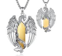 EUDORA Harmony Ball Phoenix Collana in pietra ollare dorata per uomini e donne, pendente in rame placcato argento Vintage vichingo celtico Phenix Amuleto Gioielli Regali, 20"+2"