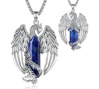 EUDORA Harmony Ball Phoenix Lapislazzuli Collana per Donna Uomo Rame Placcato Argento, Vintage Vichingo Celtico Fiammeggiante Phenix Ciondolo Lapislazzuli Amuleto Gioielli Regali, 20"+2"
