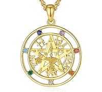 EUDORA Harmony Ball Tetragrammaton Amuleto de Proteccion Collana in Argento Sterling Placcato Oro 18K per Donna Uomo, Tetragrammaton de Plata 925 Pentacolo Chakra Ciondolo Gioielli Regalo, 22"+2"