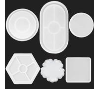 EUDUQ 6 PCS Stampi per Resina,Stampi in Resina per Sottobicchieri,Stampi in Silicone per Cemento fusione per Sottobicchiere,Portacandele,Progetti di Bricolage,Decorazioni per la casa