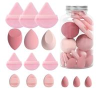 EUDUQ Set di 15 spugne per trucco, Beauty Blender di media dimensione, spugna per trucco a forma di triangolo, spugna cosmetica lavabile, dischi per rimuovere il trucco per fondotinta liquido, cipria