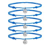 EUEAVAN Accessori da calcio Bulk 5 pezzi braccialetto di coppia a tema calcio regolabile unisex fatto a mano braccialetto paracord gioielli ispiratori regali per allenatori fan feste (blu)