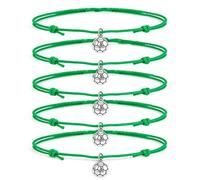 EUEAVAN Accessori da calcio Bulk 5 pezzi braccialetto di coppia a tema calcio regolabile unisex fatto a mano braccialetto paracord gioielli ispiratori regali per allenatori fan feste (verde)