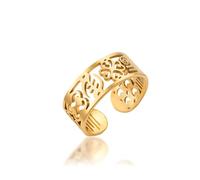 EUEAVAN Anello con simbolo della saggezza africana Adinkra, regolabile, con quadrifoglio portafortuna, amuleto egiziano, Adinkra, Gye Nyame, gioielli etnici, regalo per donne e uomini, Acciaio