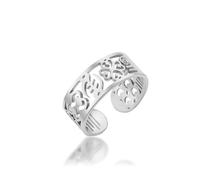 EUEAVAN Anello con simbolo della saggezza africana Adinkra, regolabile, con quadrifoglio portafortuna, amuleto egiziano, Adinkra, Gye Nyame, gioielli etnici, regalo per donne e uomini, Acciaio