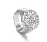 EUEAVAN Anello da uomo con sigilli dei 7 Arcangeli Sigillo dell'Arcangelo San Michele Patrono Santo Talismano Cristiano Guardiano Gioielli Pagani Regalo, Acciaio inossidabile, Non pietra preziosa