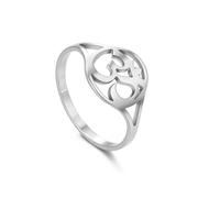 EUEAVAN Anello OM OHM AUM Anello con simboli sanscriti dell'armonia spirituale indù e il Fiore della Vita Amuleto con chakra, yoga e mandala Gioielli buddisti (Om in argento, 8 (taglia USA))