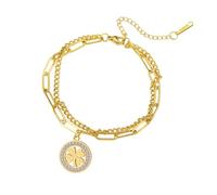 EUEAVAN Bracciale a trifoglio per donna Bracciale portafortuna con trifoglio verde a quattro foglie Gioielli dell'amicizia Accessori per il giorno di San Patrizio Regalo irlandese (oro 3)