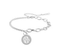 EUEAVAN Bracciale a trifoglio per donna Bracciale portafortuna con trifoglio verde a quattro foglie Gioielli dell'amicizia Accessori per il giorno di San Patrizio Regalo irlandese (argento 2)