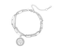 EUEAVAN Bracciale a trifoglio per donna Bracciale portafortuna con trifoglio verde a quattro foglie Gioielli dell'amicizia Accessori per il giorno di San Patrizio Regalo irlandese (argento 3)