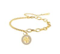 EUEAVAN Bracciale a trifoglio per donna Bracciale portafortuna con trifoglio verde a quattro foglie Gioielli dell'amicizia Accessori per il giorno di San Patrizio Regalo irlandese (oro 2)