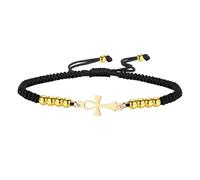 EUEAVAN Bracciale con croce Ankh Bracciale egiziano intrecciato a mano con perline per coppie Chiave della vita Croce religiosa regolabile Cavigliera Amuleto dell'antico Egitto Gioielli Regalo