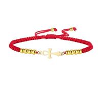 EUEAVAN Bracciale con croce Ankh Bracciale egiziano intrecciato a mano con perline per coppie Chiave della vita Croce religiosa regolabile Cavigliera Amuleto dell'antico Egitto Gioielli Regalo