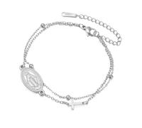 EUEAVAN Bracciale con croce della Vergine Maria per donna Virgen de Guadalupe Nostra Signora di Guadalupe Madre Maria Bracciale Miracolosa Amuleto cristiano della fede cattolica Regalo (argento 2)