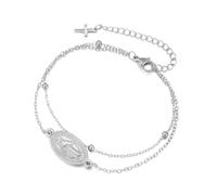 EUEAVAN Bracciale con croce della Vergine Maria per donna Virgen de Guadalupe Nostra Signora di Guadalupe Madre Maria Bracciale Miracolosa Amuleto cristiano della fede cattolica Regalo (argento 5)