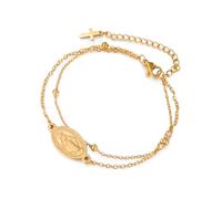 EUEAVAN Bracciale con croce della Vergine Maria per donna Virgen de Guadalupe Nostra Signora di Guadalupe Madre Maria Bracciale Miracolosa Amuleto cristiano della fede cattolica Regalo (oro 8)