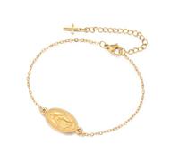 EUEAVAN Bracciale con croce della Vergine Maria per donna Virgen de Guadalupe Nostra Signora di Guadalupe Madre Maria Bracciale Miracolosa Amuleto cristiano della fede cattolica Regalo (oro 3)