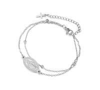 EUEAVAN Bracciale con croce della Vergine Maria per donna Virgen de Guadalupe Nostra Signora di Guadalupe Madre Maria Bracciale Miracolosa Amuleto cristiano della fede cattolica Regalo (argento 8)